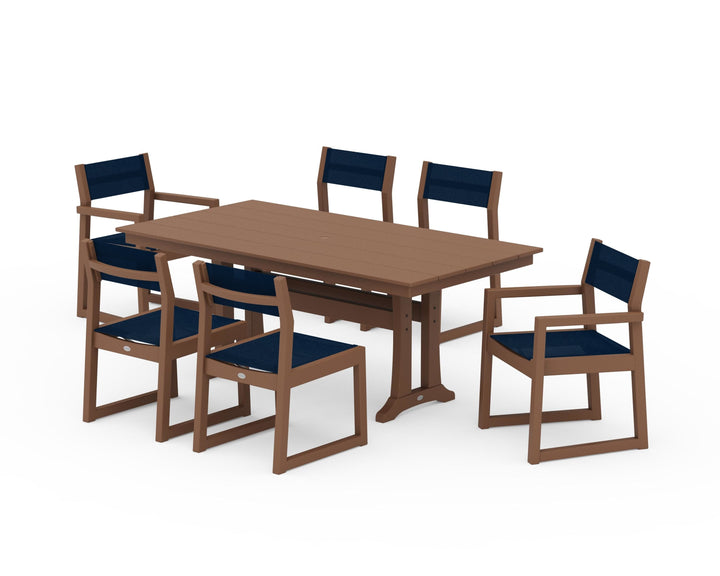 POLYWOOD® EDGE Sling 7-Piece Farmhouse Trestle Dining Set