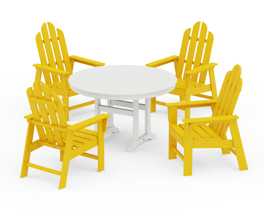 POLYWOOD® Long Island 5-Piece Round Dining Set with Trestle Legs