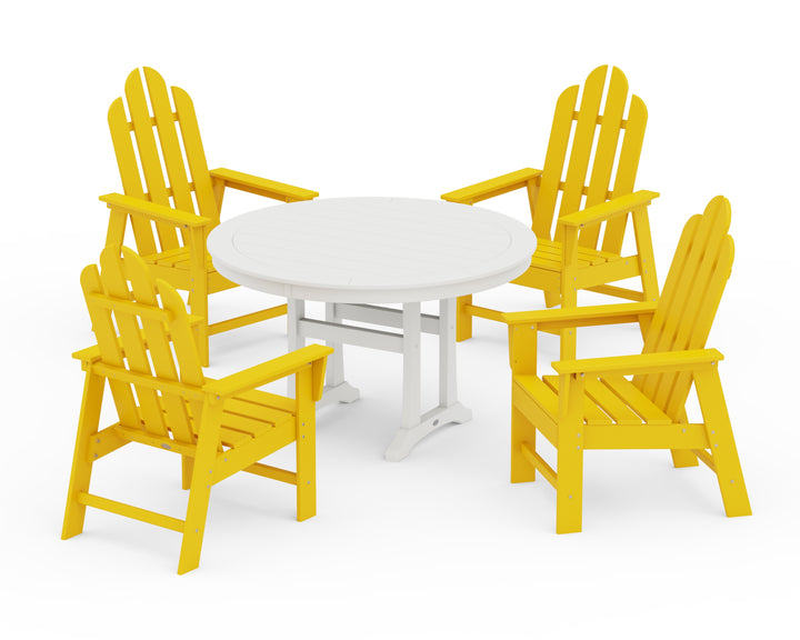 POLYWOOD® Long Island 5-Piece Round Dining Set with Trestle Legs