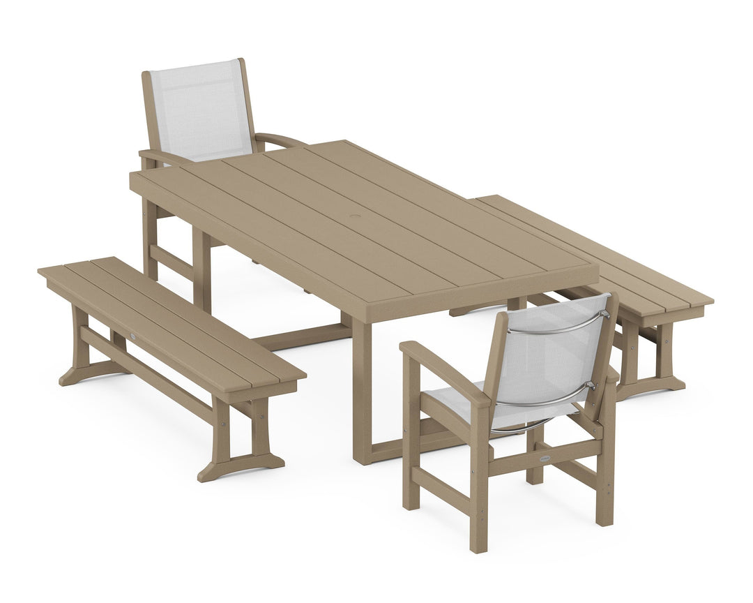 POLYWOOD® Coastal 5-Piece Dining Set with Trestle Legs
