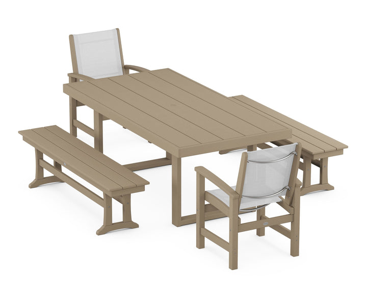 POLYWOOD® Coastal 5-Piece Dining Set with Trestle Legs