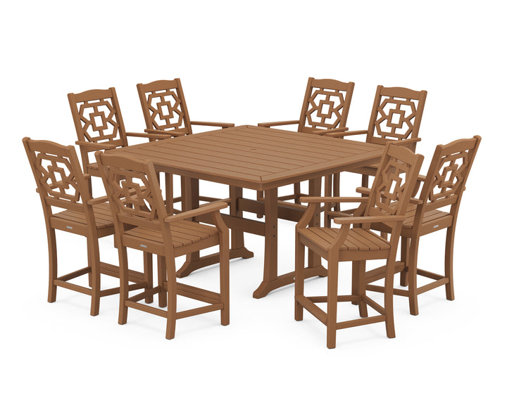 Martha Stewart by POLYWOOD® Chinoiserie 9-Piece Square Counter Set with Trestle Legs