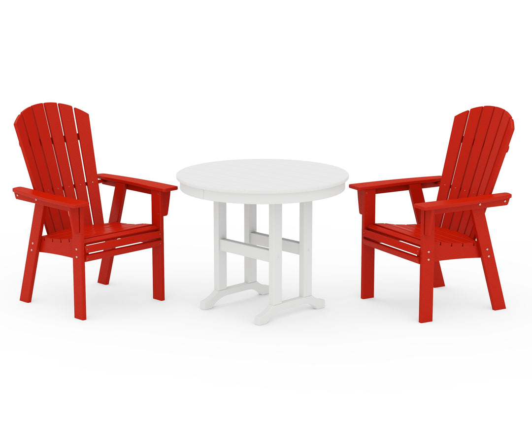 POLYWOOD® Nautical Adirondack 3-Piece Round Dining Set