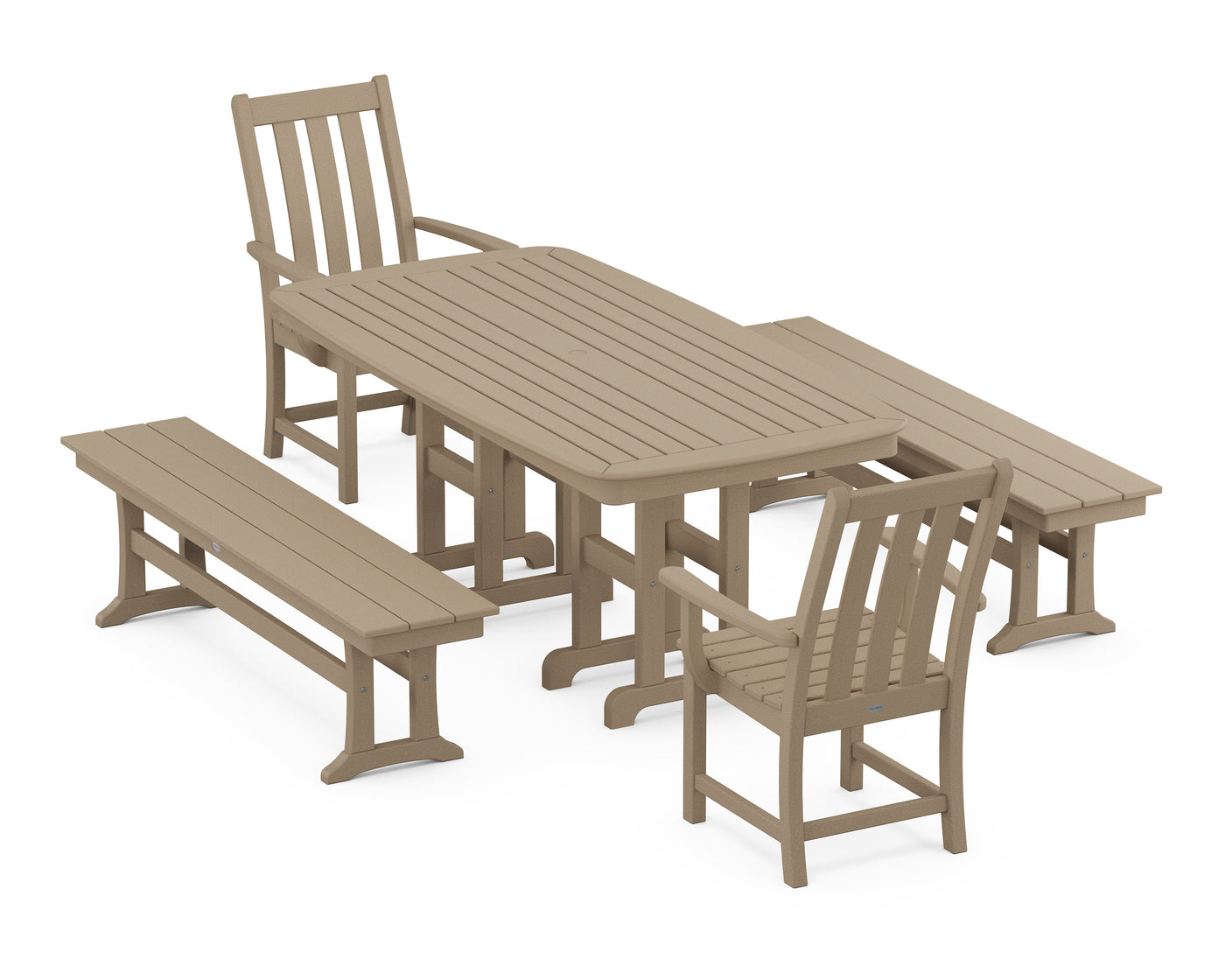 Vineyard 5-Piece Dining Set with Benches