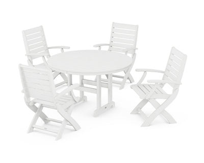 Signature Folding Chair 5-Piece Round Farmhouse Dining Set