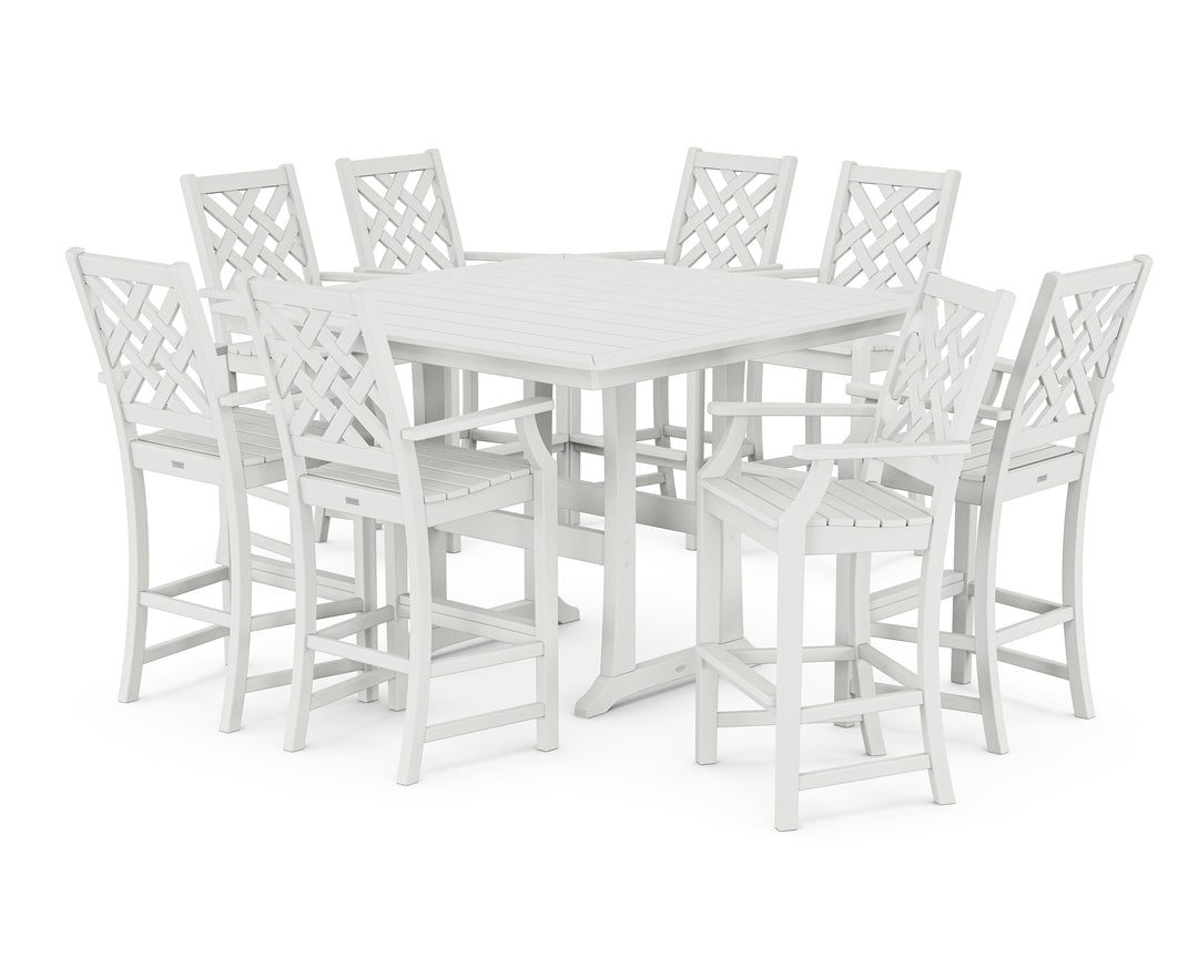Country Living Wovendale 9-Piece Square Bar Set with Trestle Legs