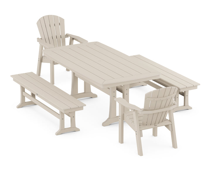 POLYWOOD® Seashell 5-Piece Dining Set with Trestle Legs