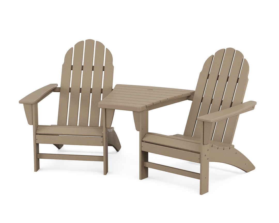 POLYWOOD® Vineyard 3-Piece Adirondack Set with Angled Connecting Table