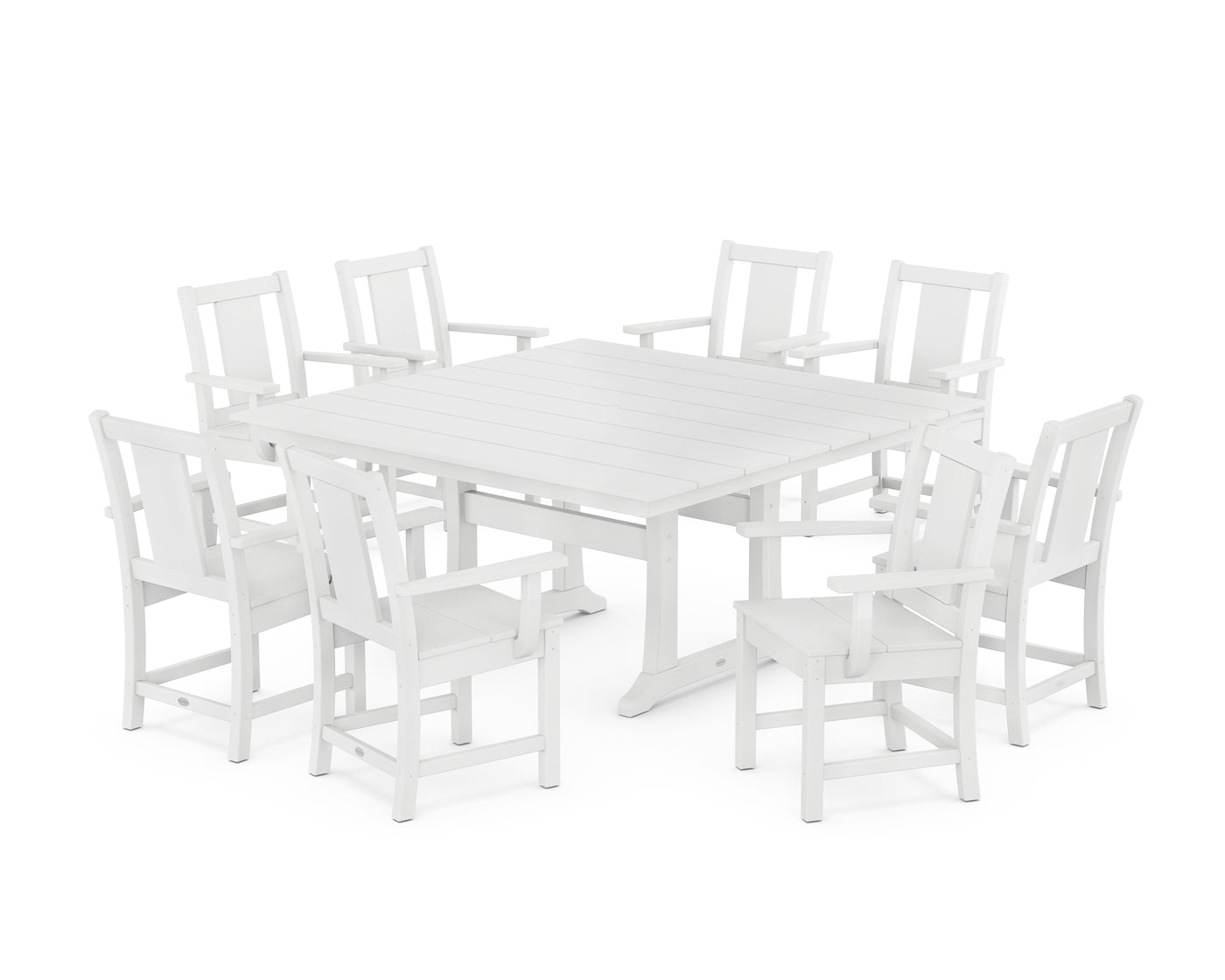 Prairie 9-Piece Square Farmhouse Dining Set with Trestle Legs