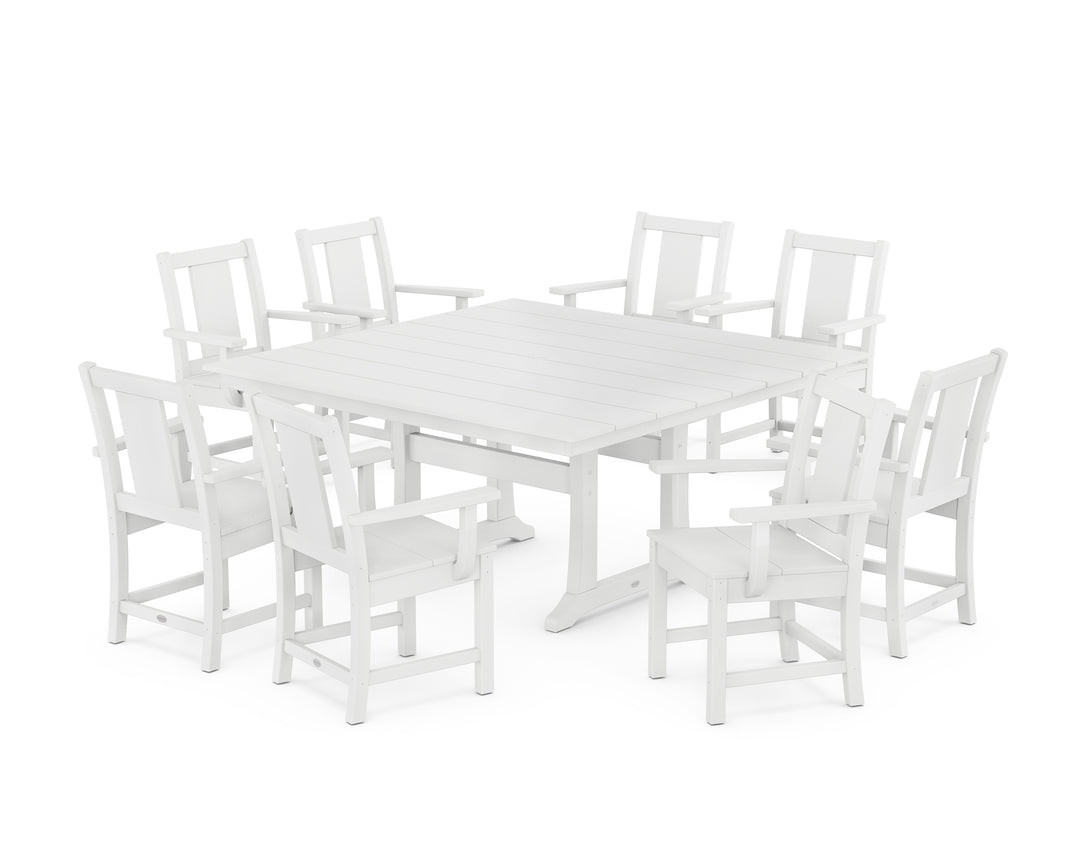 POLYWOOD® Prairie 9-Piece Square Farmhouse Dining Set with Trestle Legs