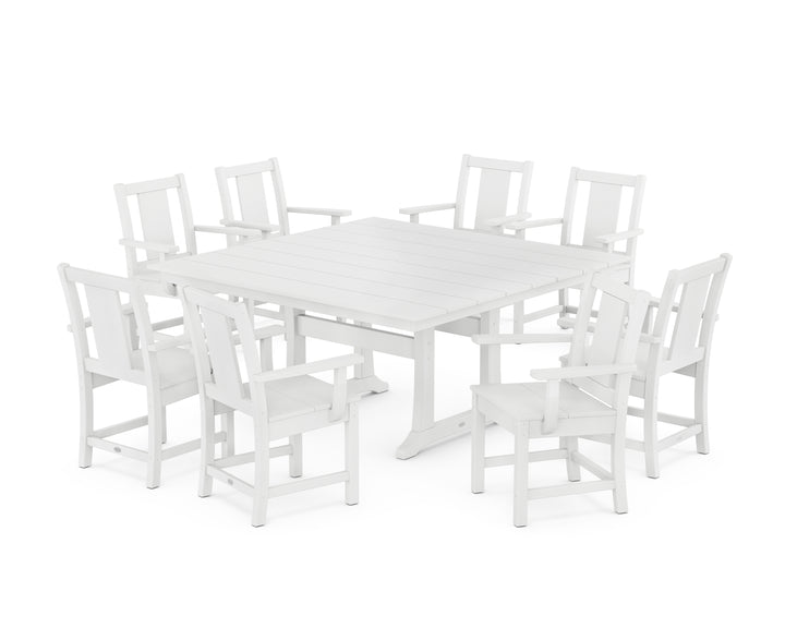 POLYWOOD® Prairie 9-Piece Square Farmhouse Dining Set with Trestle Legs