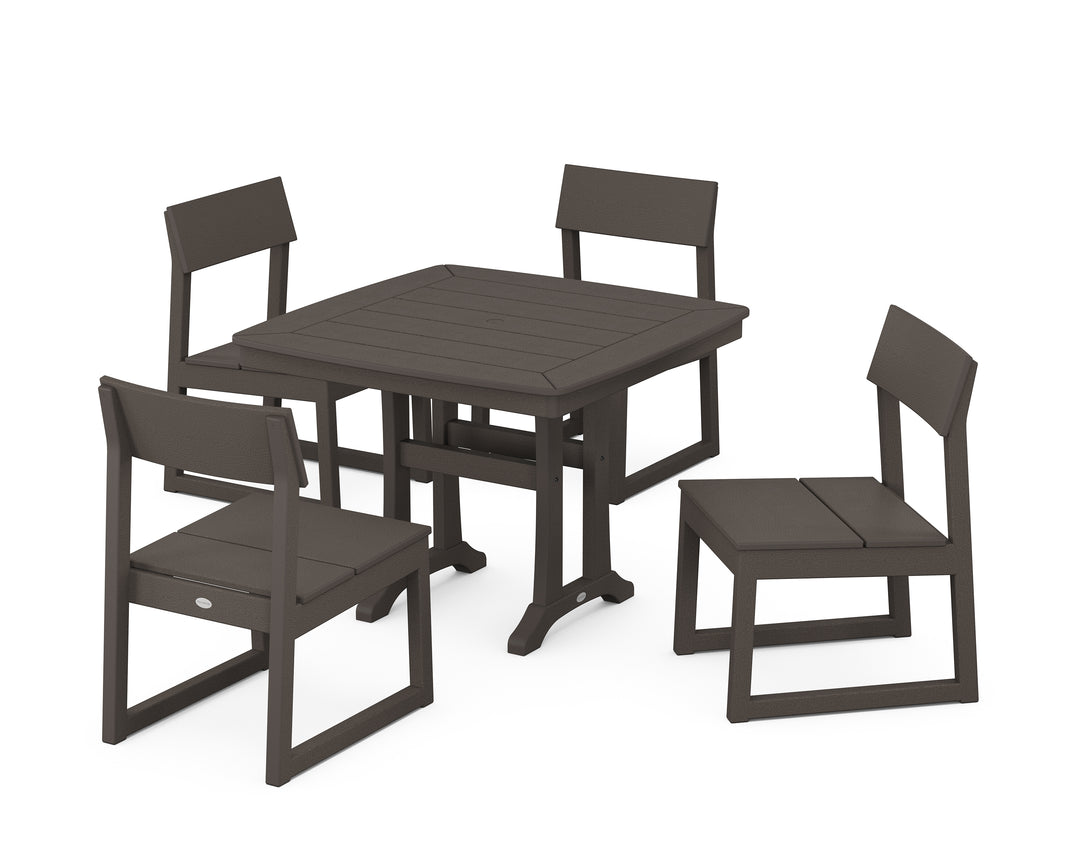POLYWOOD® EDGE Side Chair 5-Piece Dining Set with Trestle Legs