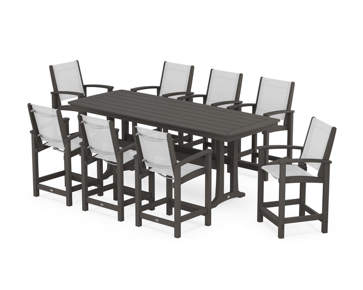 POLYWOOD® Coastal 9-Piece Counter Set with Trestle Legs