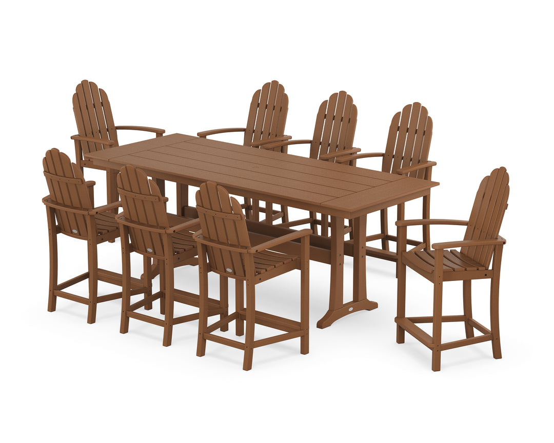 POLYWOOD® Classic Adirondack 9-Piece Farmhouse Counter Set with Trestle Legs