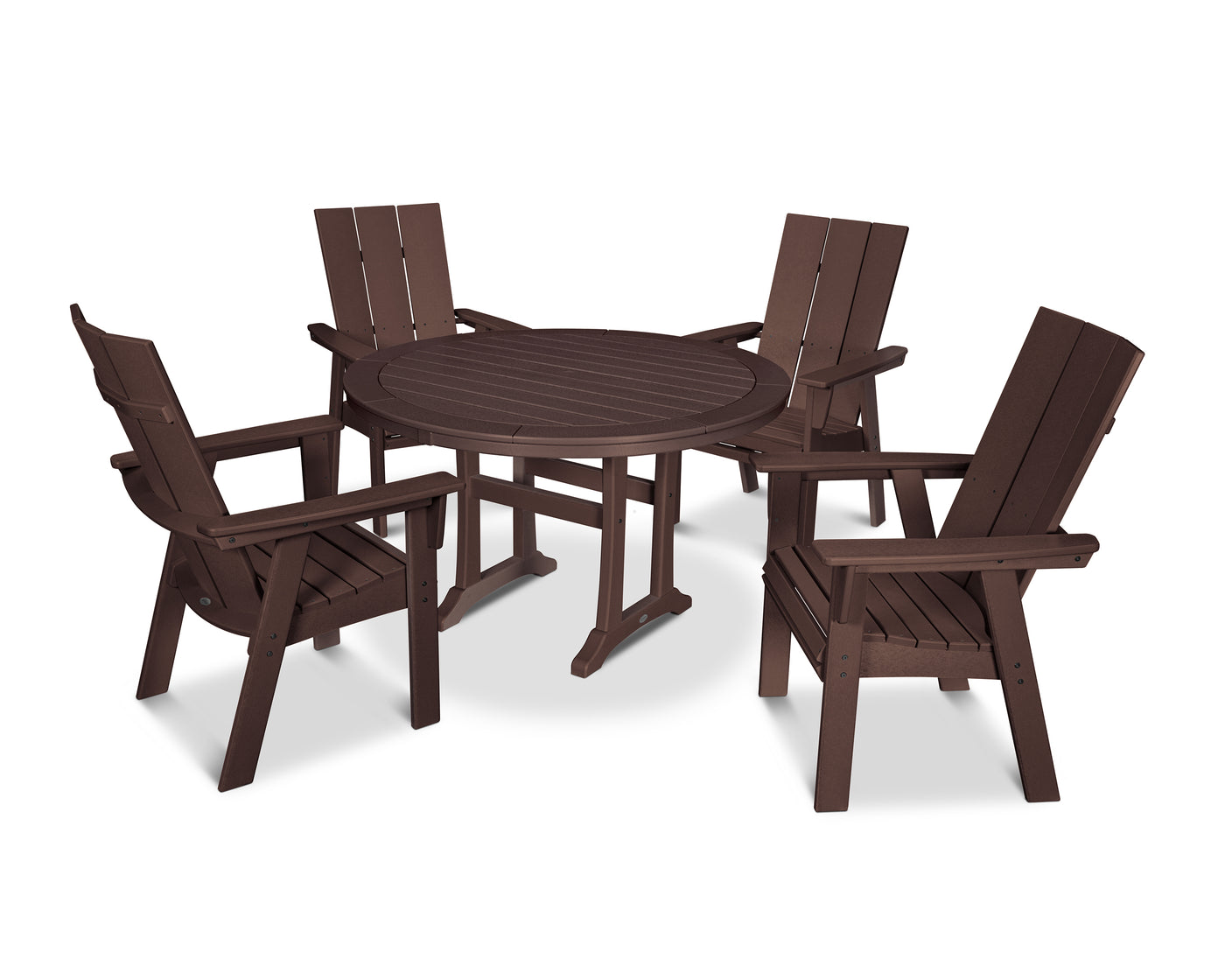 Modern Curveback Adirondack 5-Piece Nautical Trestle Dining Set