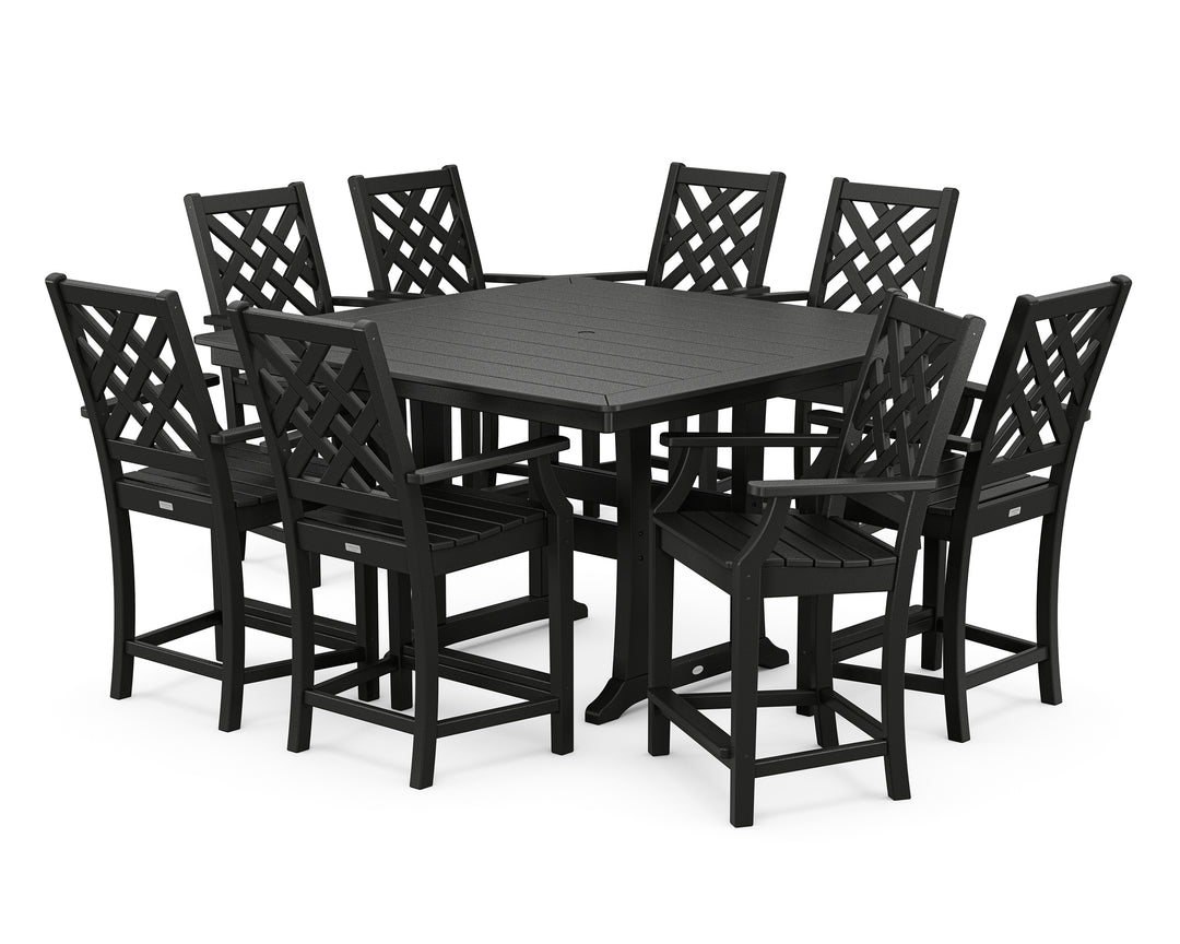 Country Living Wovendale 9-Piece Square Counter Set with Trestle Legs