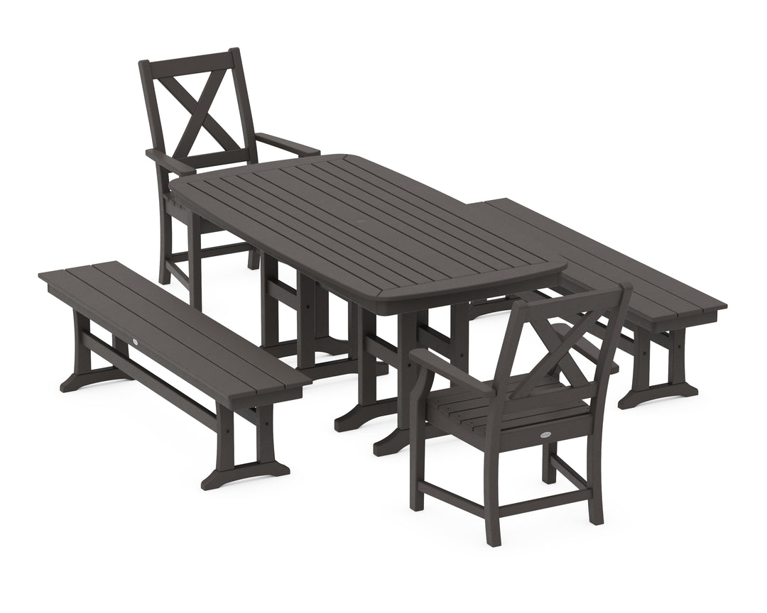 POLYWOOD® Braxton 5-Piece Dining Set with Benches