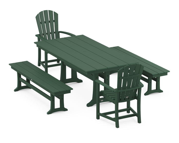 POLYWOOD® Palm Coast 5-Piece Farmhouse Dining Set With Trestle Legs