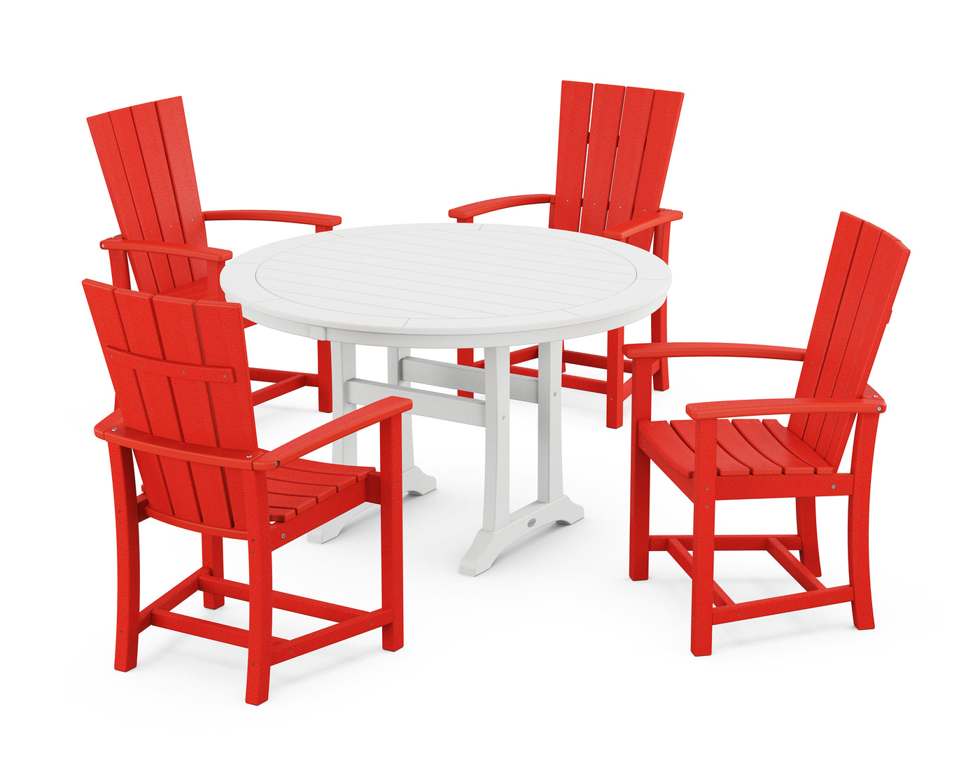 Quattro 5-Piece Round Dining Set with Trestle Legs