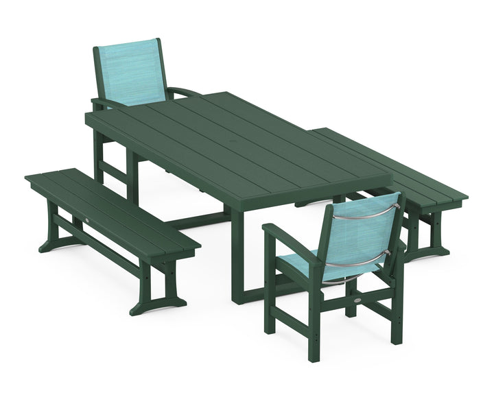 POLYWOOD® Coastal 5-Piece Dining Set with Trestle Legs
