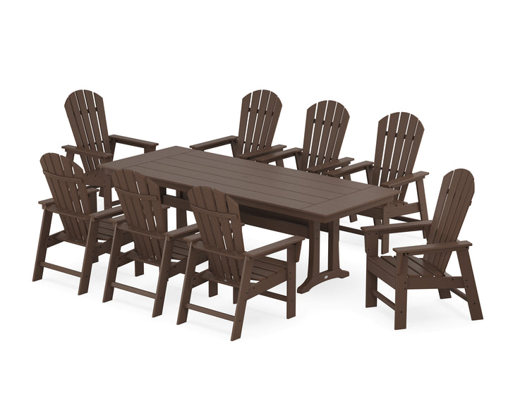 POLYWOOD® South Beach 9-Piece Farmhouse Dining Set with Trestle Legs