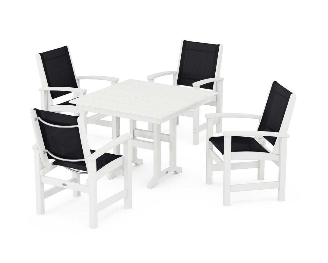 POLYWOOD® Coastal 5-Piece Farmhouse Dining Set