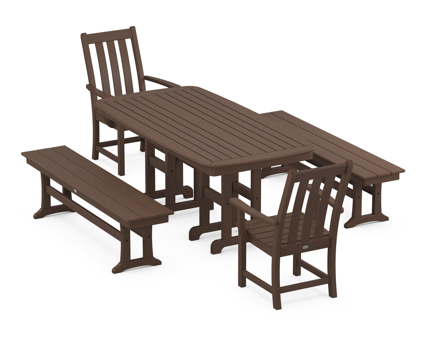 Vineyard 5-Piece Dining Set with Benches