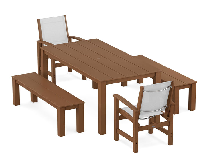 POLYWOOD® Coastal 5-Piece Parsons Dining Set with Benches
