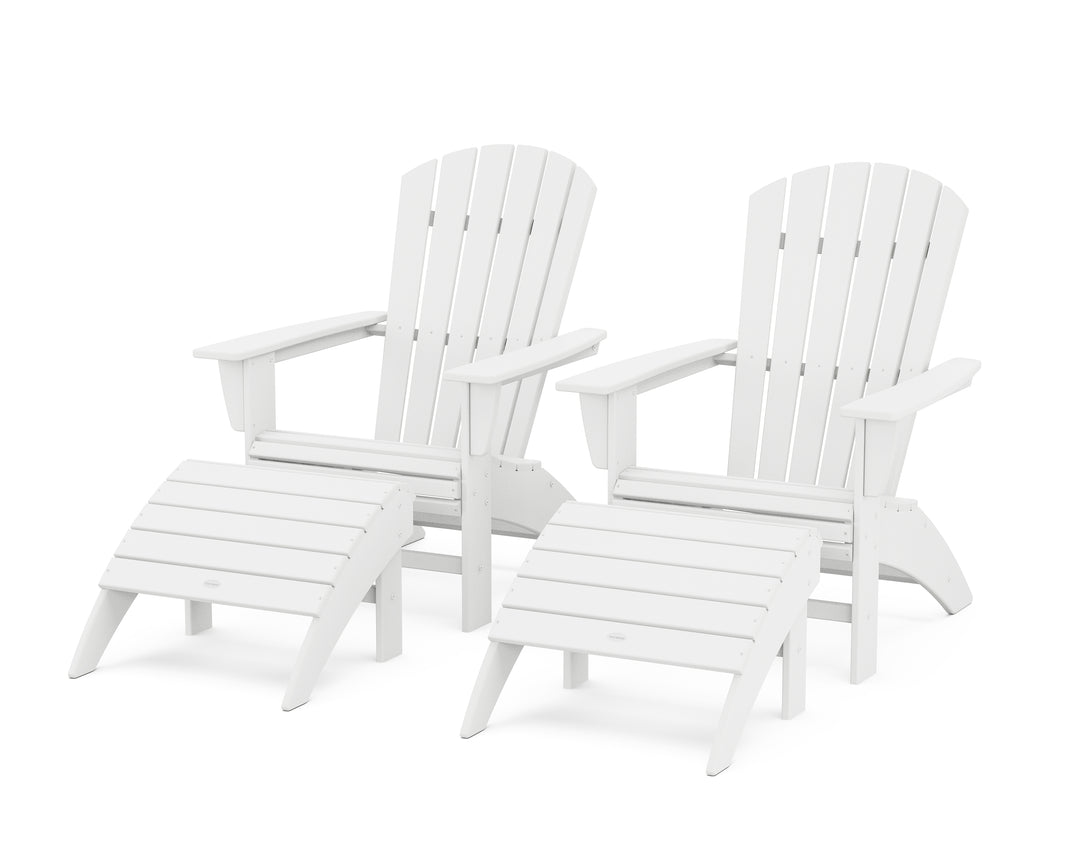 POLYWOOD® Nautical Curveback Adirondack Chair 4-Piece Set with Ottomans