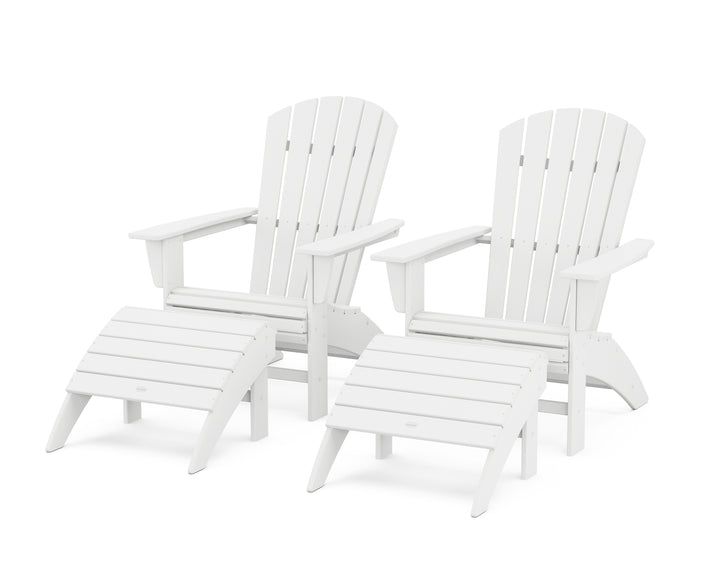 POLYWOOD® Nautical Curveback Adirondack Chair 4-Piece Set with Ottomans