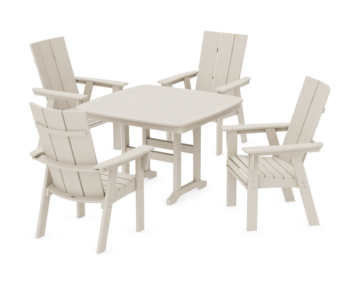 POLYWOOD® Modern Curveback Adirondack 5-Piece Dining Set