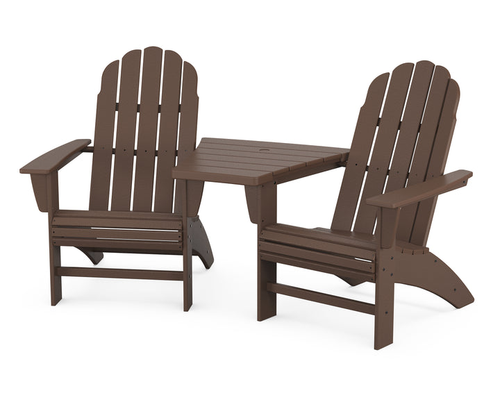 POLYWOOD® Vineyard 3-Piece Curveback Adirondack Set with Angled Connecting Table
