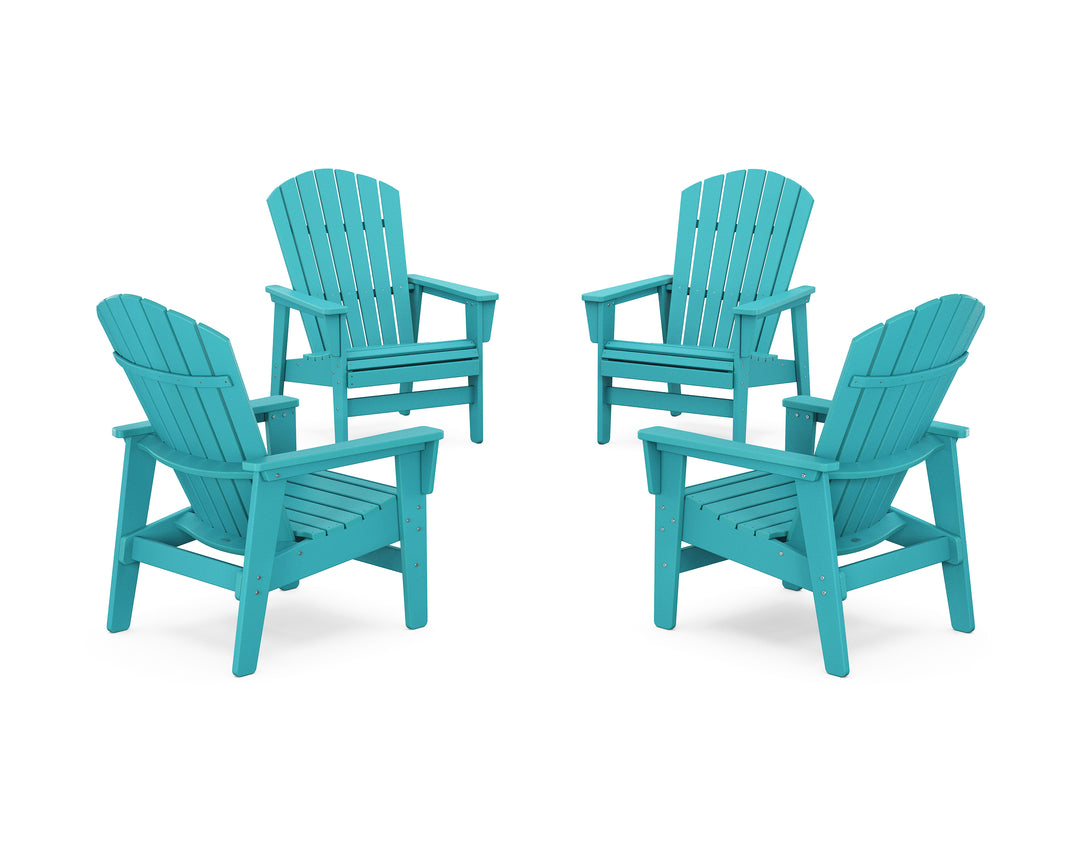 POLYWOOD® 4-Piece Nautical Grand Upright Adirondack Chair Conversation Set