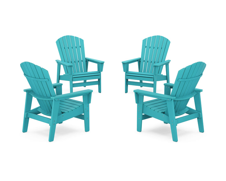 POLYWOOD® 4-Piece Nautical Grand Upright Adirondack Chair Conversation Set