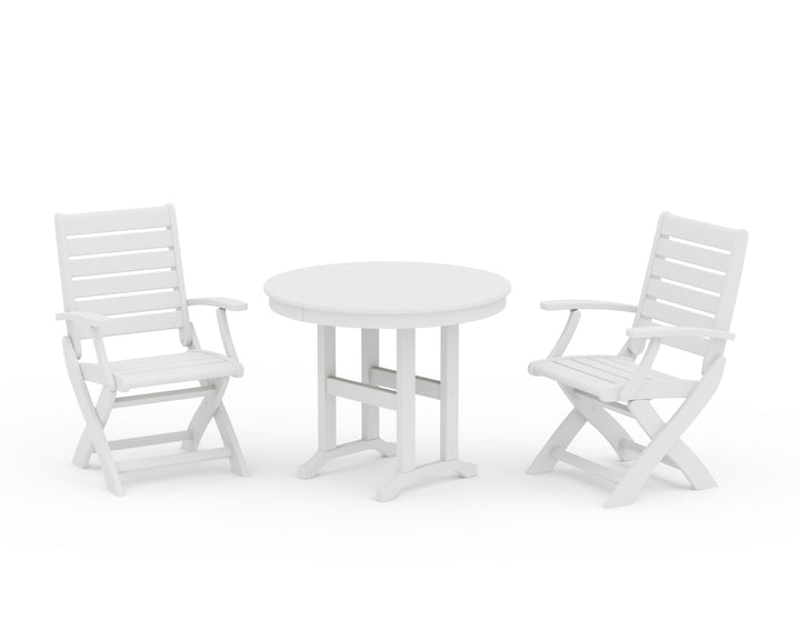 POLYWOOD® Signature Folding Chair 3-Piece Round Farmhouse Dining Set