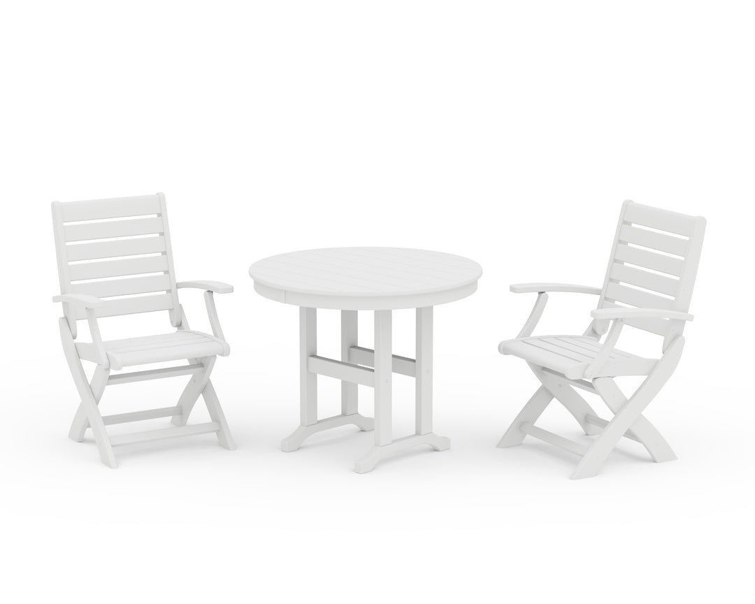 POLYWOOD® Signature Folding Chair 3-Piece Round Farmhouse Dining Set