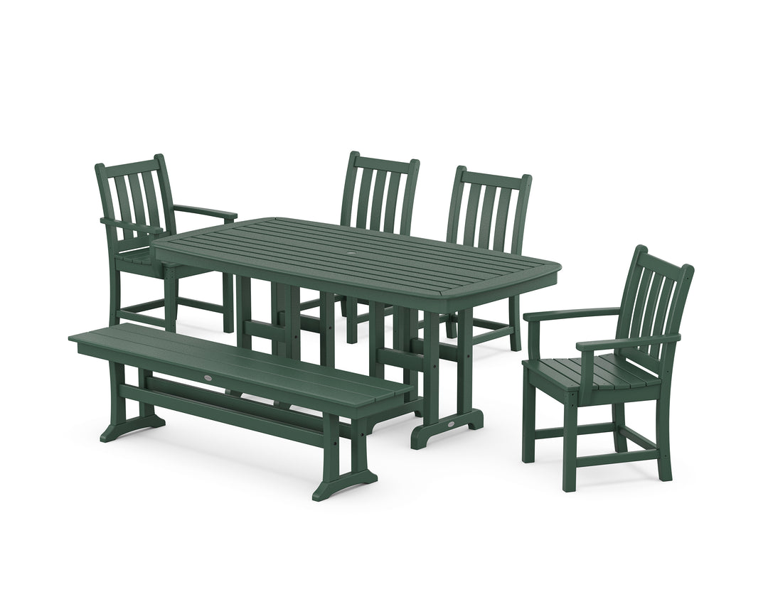 POLYWOOD® Traditional Garden 6-Piece Dining Set with Bench