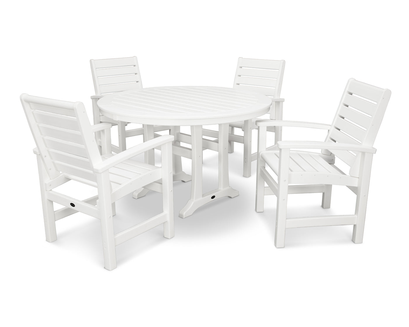 Signature 5-Piece Round Dining Set with Trestle Legs