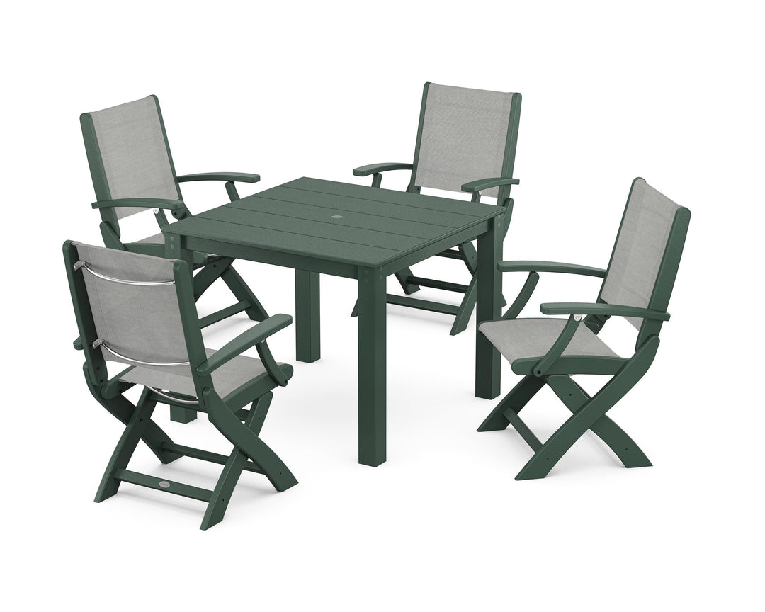 POLYWOOD® Coastal Folding Chair 5-Piece Parsons Dining Set