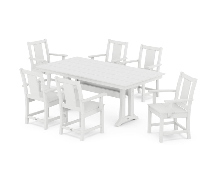POLYWOOD® Prairie Arm Chair 7-Piece Farmhouse Dining Set with Trestle Legs