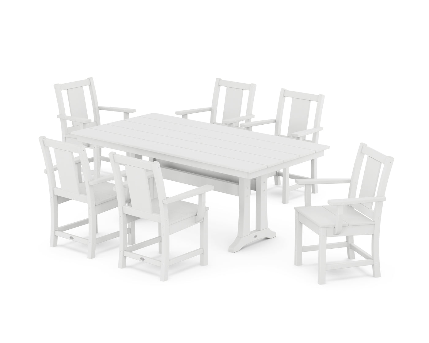 Prairie Arm Chair 7-Piece Farmhouse Dining Set with Trestle Legs