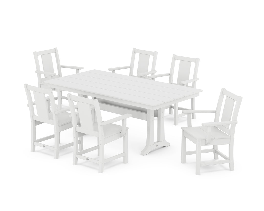 POLYWOOD® Prairie Arm Chair 7-Piece Farmhouse Dining Set with Trestle Legs