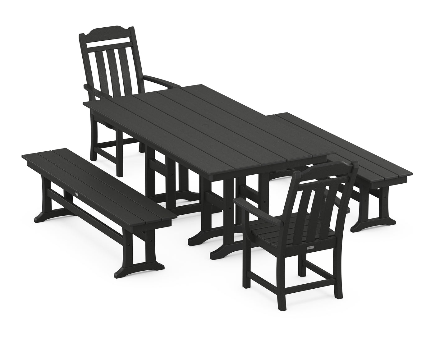 Cottage 5-Piece Farmhouse Dining Set with Benches