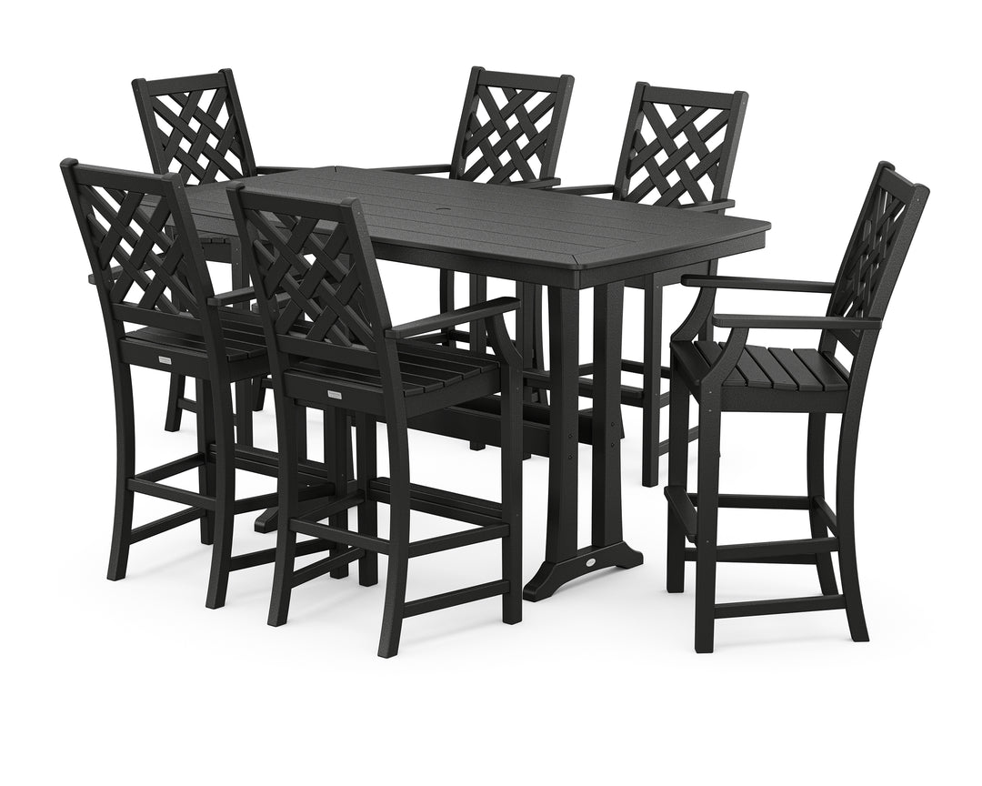 Country Living Wovendale Arm Chair 7-Piece Bar Set with Trestle Legs