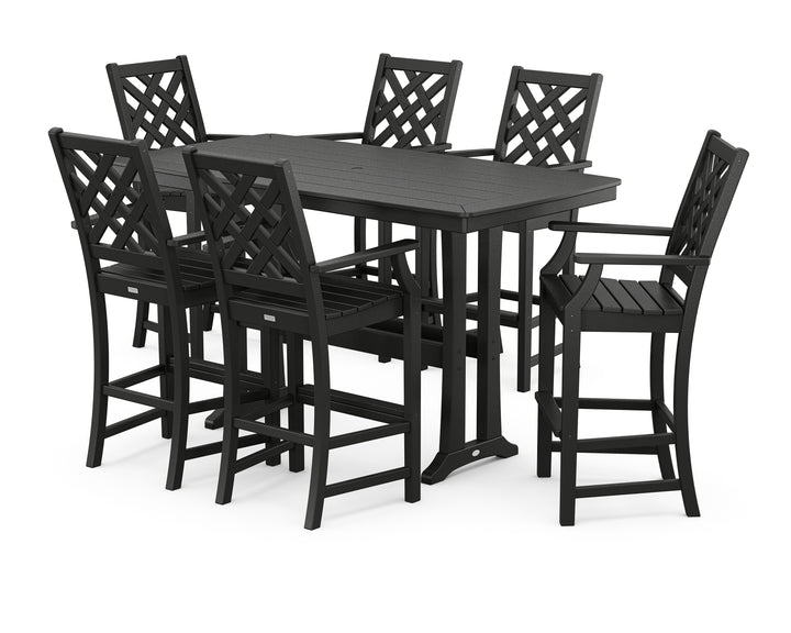Country Living Wovendale Arm Chair 7-Piece Bar Set with Trestle Legs