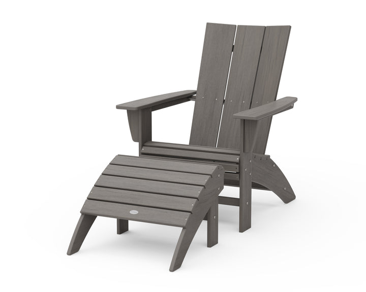 POLYWOOD® Modern Curveback Adirondack Chair 2-Piece Set with Ottoman