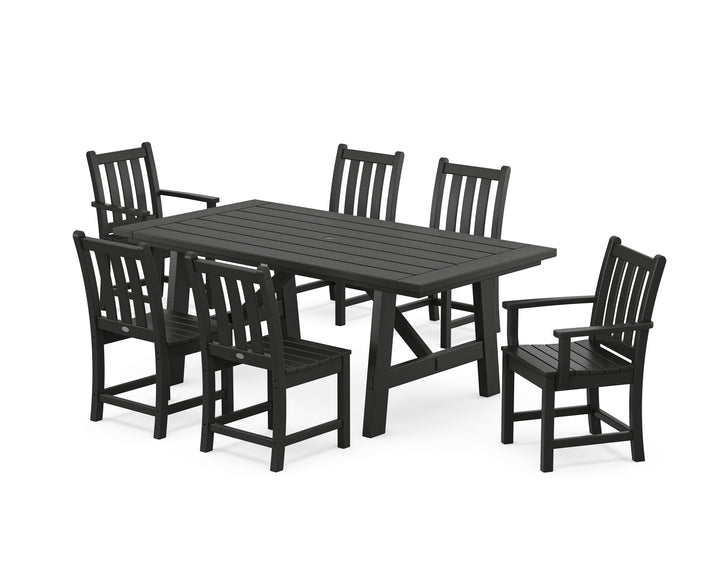 POLYWOOD® Traditional Garden 7-Piece Rustic Farmhouse Dining Set