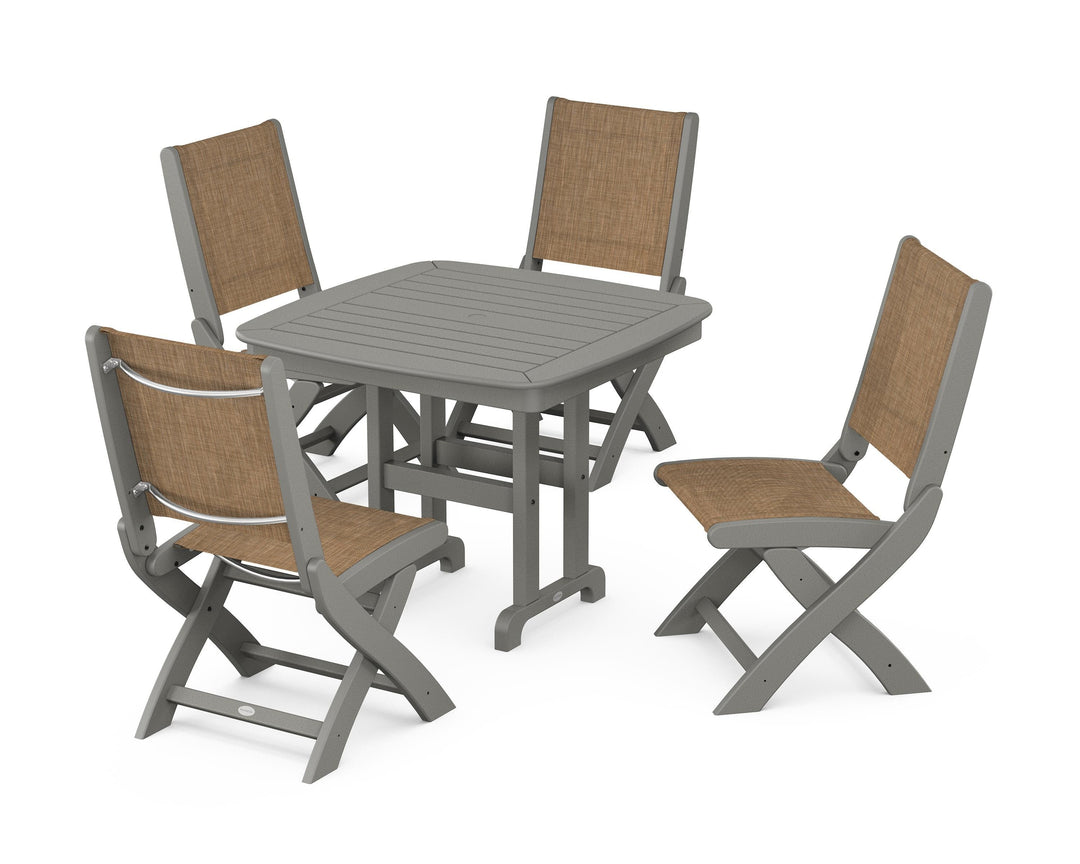 POLYWOOD® Coastal Folding Side Chair 5-Piece Dining Set