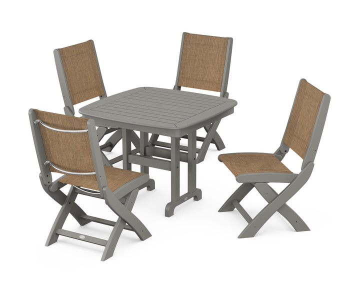 POLYWOOD® Coastal Folding Side Chair 5-Piece Dining Set