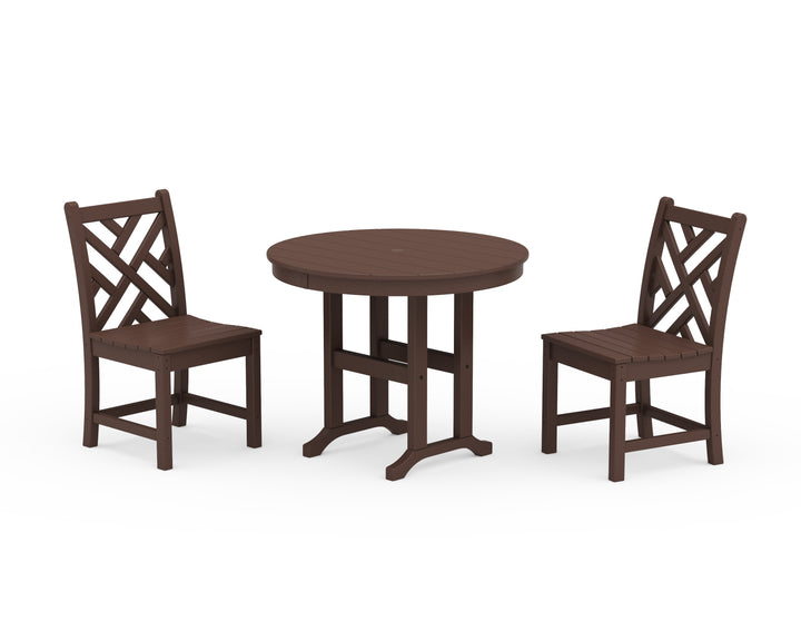 POLYWOOD® Chippendale Side Chair 3-Piece Round Dining Set